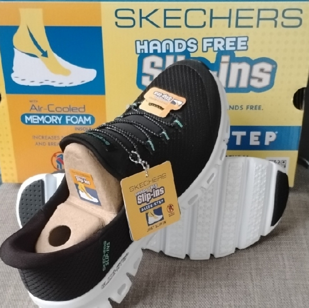 Skechers Black and White Athletic Shoes